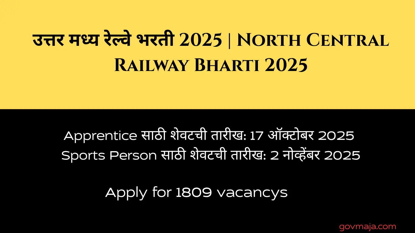 उत्तर मध्य रेल्वे भरती 2025 | North Central Railway Bharti 2025
